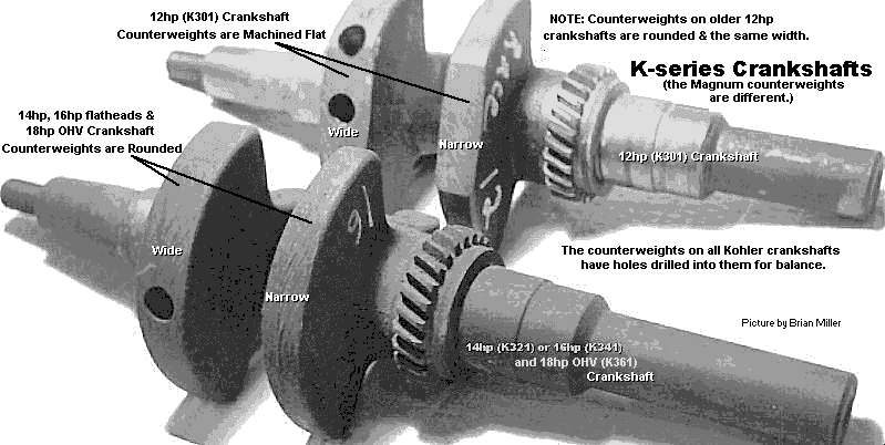 The diffence between the 12hp crankshaft and the 14hp and 16hp crankshafts.