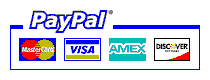 We Accept PayPal, Visa, MasterCard, American Express & Discover Credit & Debit Cards